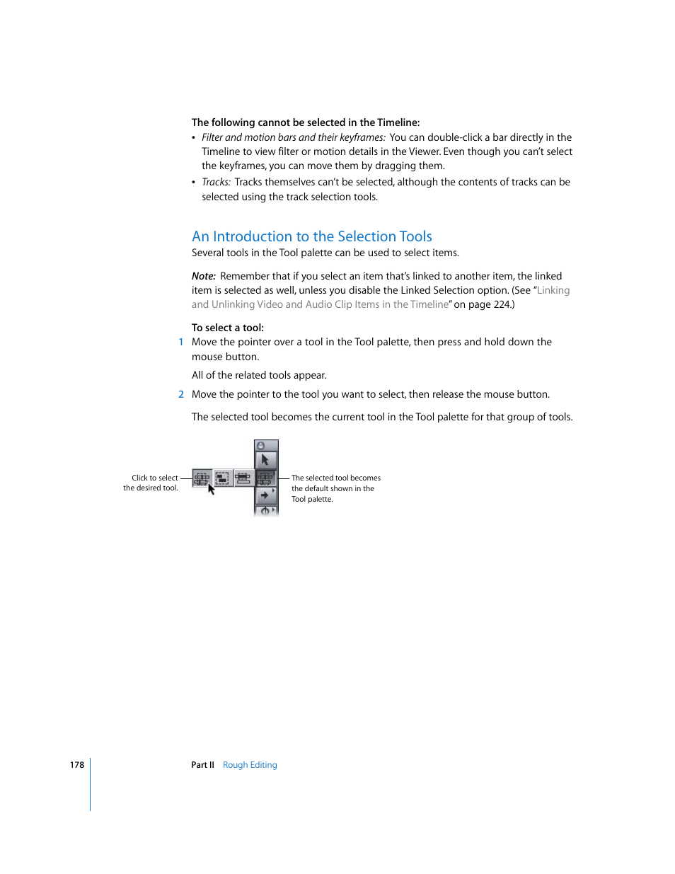 An introduction to the selection tools | Apple Final Cut Pro 5 User Manual | Page 513 / 1868