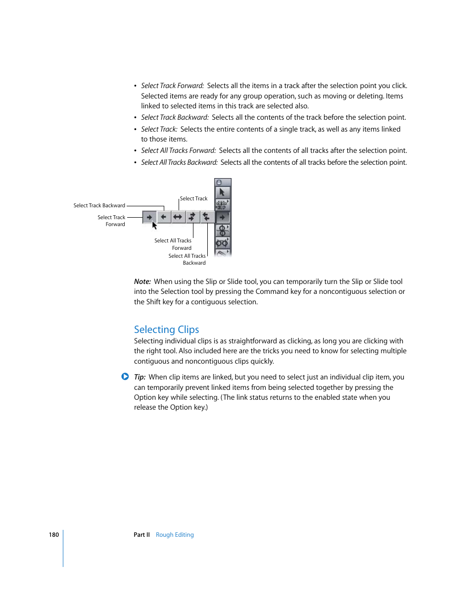 Selecting clips | Apple Final Cut Pro 5 User Manual | Page 515 / 1868