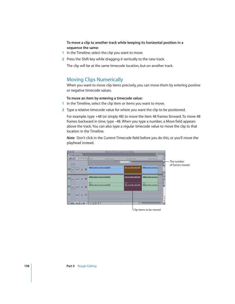 Moving clips numerically | Apple Final Cut Pro 5 User Manual | Page 533 / 1868