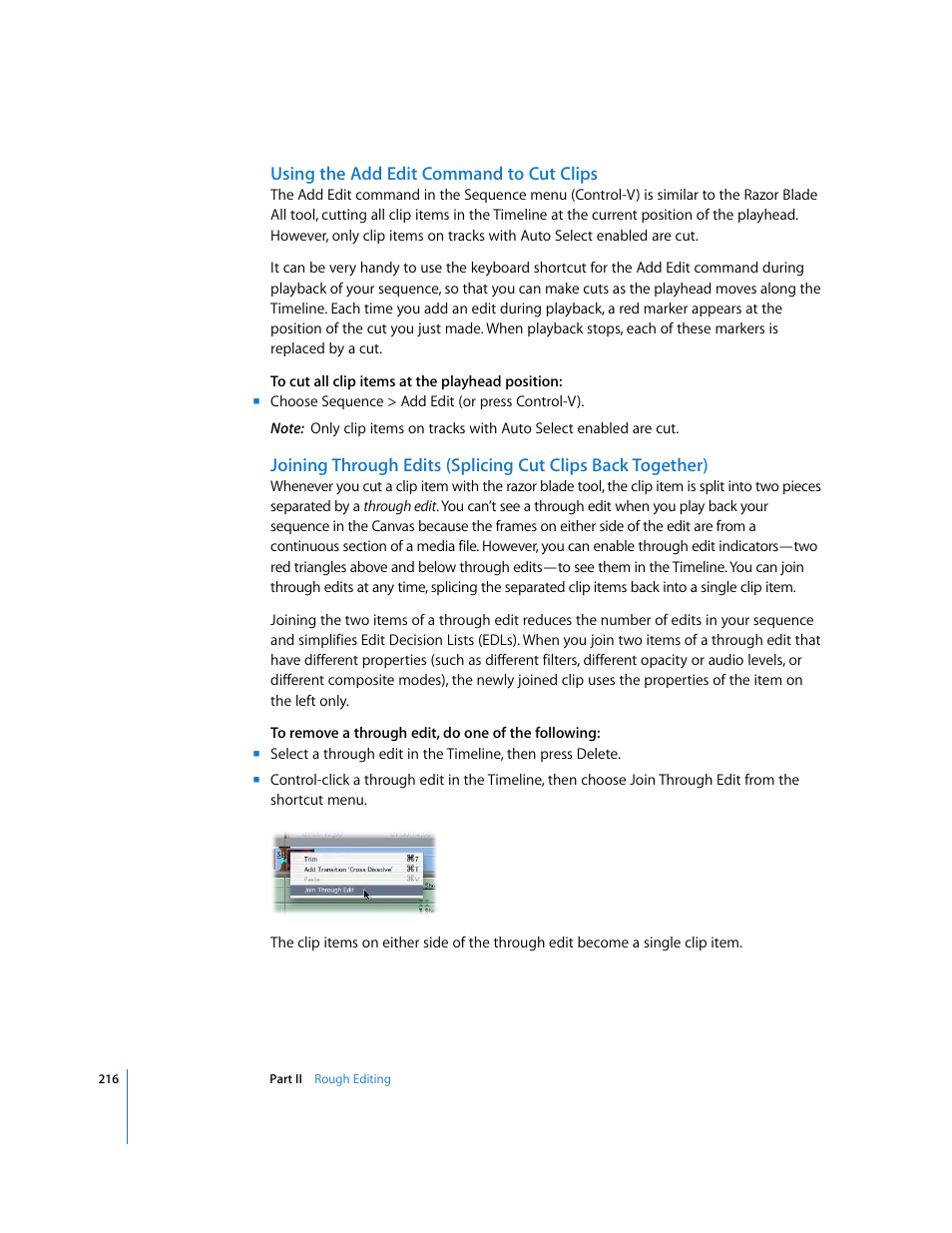 Using the add edit command to cut clips | Apple Final Cut Pro 5 User Manual | Page 551 / 1868