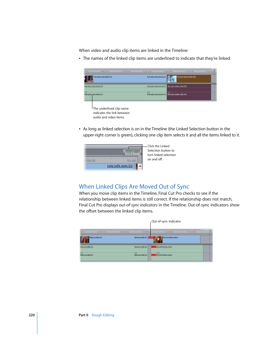 When linked clips are moved out of sync | Apple Final Cut Pro 5 User Manual | Page 555 / 1868