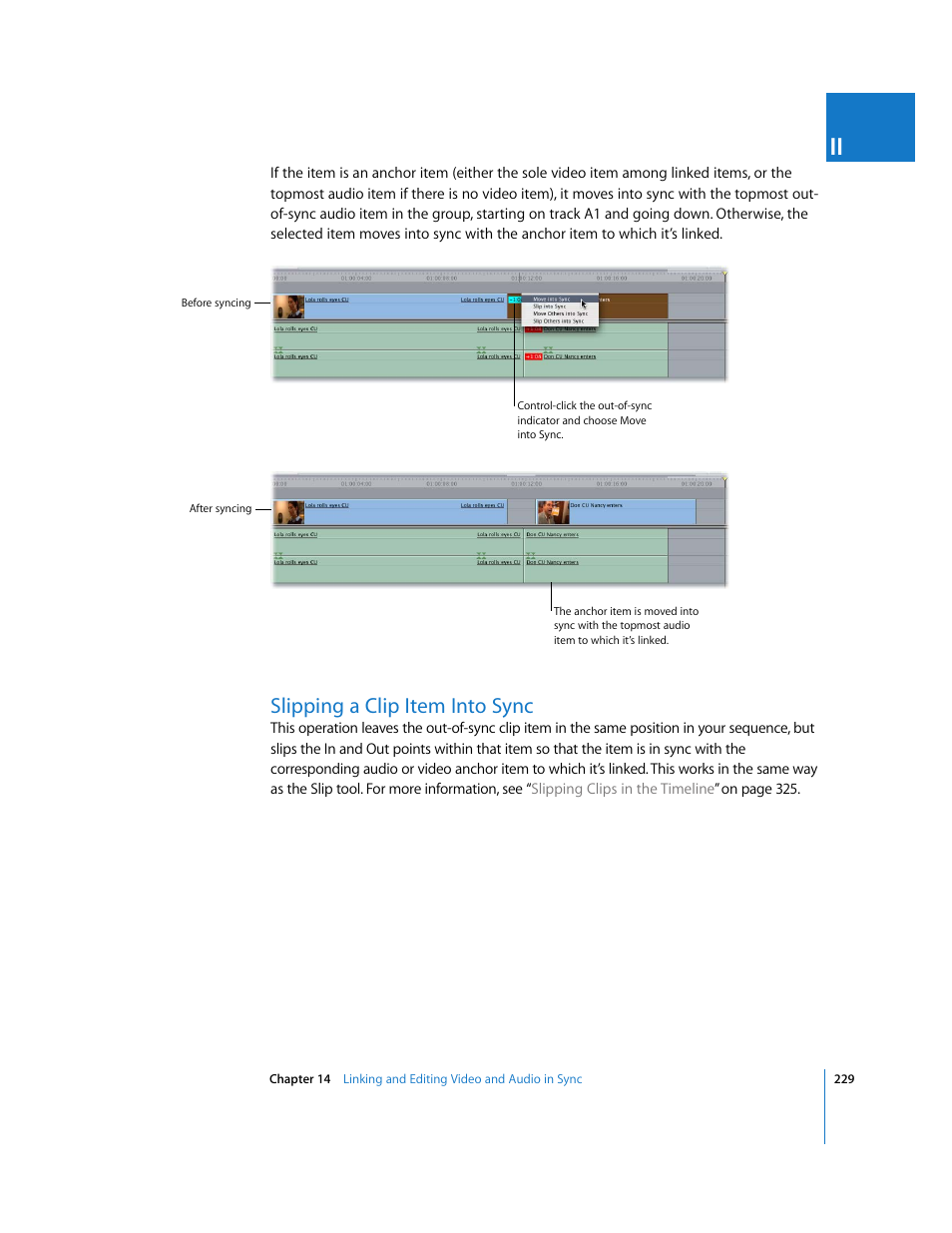 Slipping a clip item into sync | Apple Final Cut Pro 5 User Manual | Page 564 / 1868