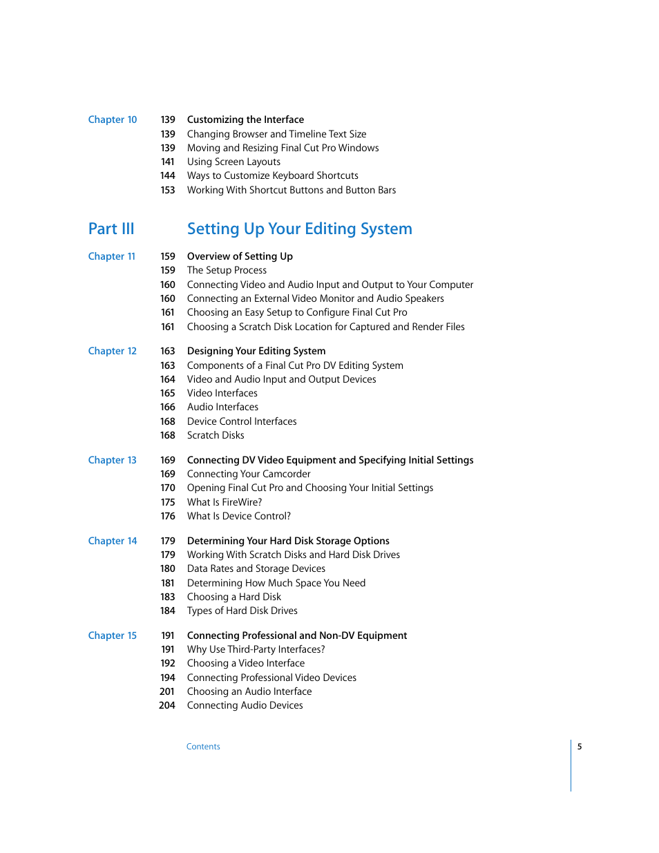 Part iii setting up your editing system | Apple Final Cut Pro 5 User Manual | Page 6 / 1868