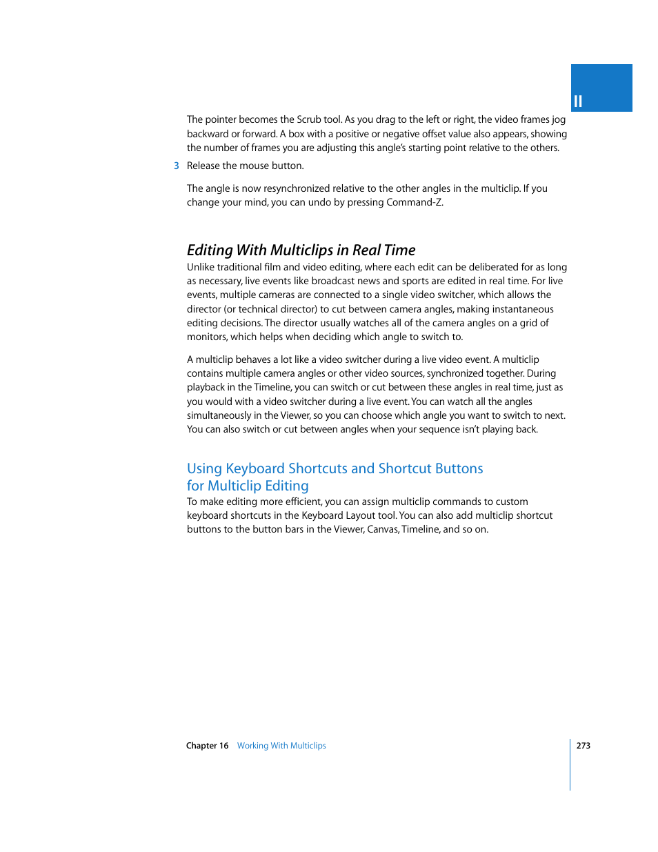Editing with multiclips in real time, P. 273) | Apple Final Cut Pro 5 User Manual | Page 608 / 1868