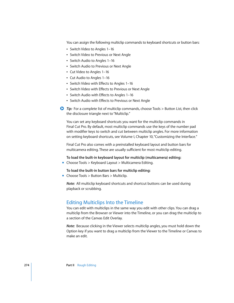 Editing multiclips into the timeline | Apple Final Cut Pro 5 User Manual | Page 609 / 1868