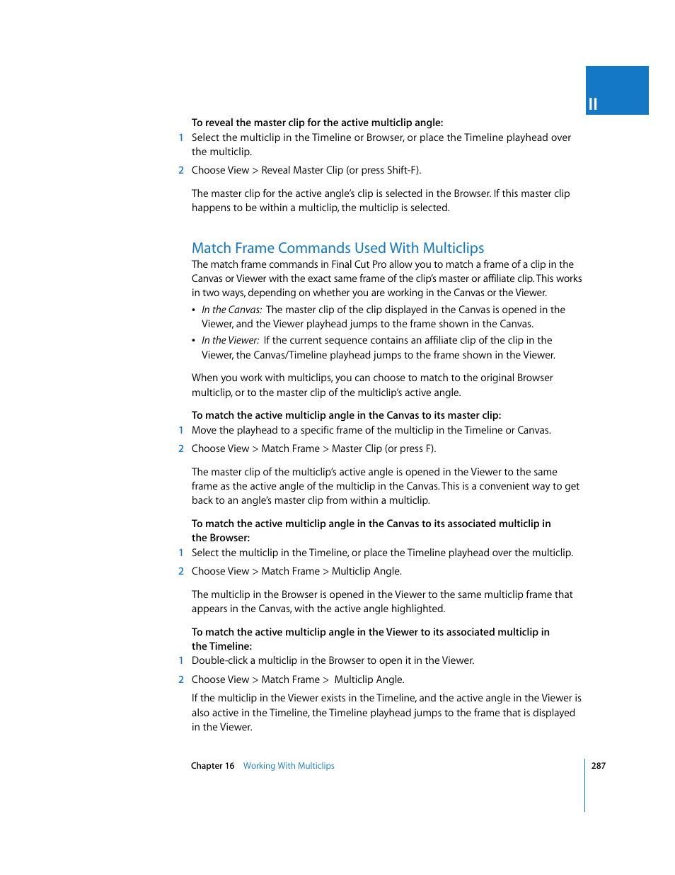 Match frame commands used with multiclips | Apple Final Cut Pro 5 User Manual | Page 622 / 1868