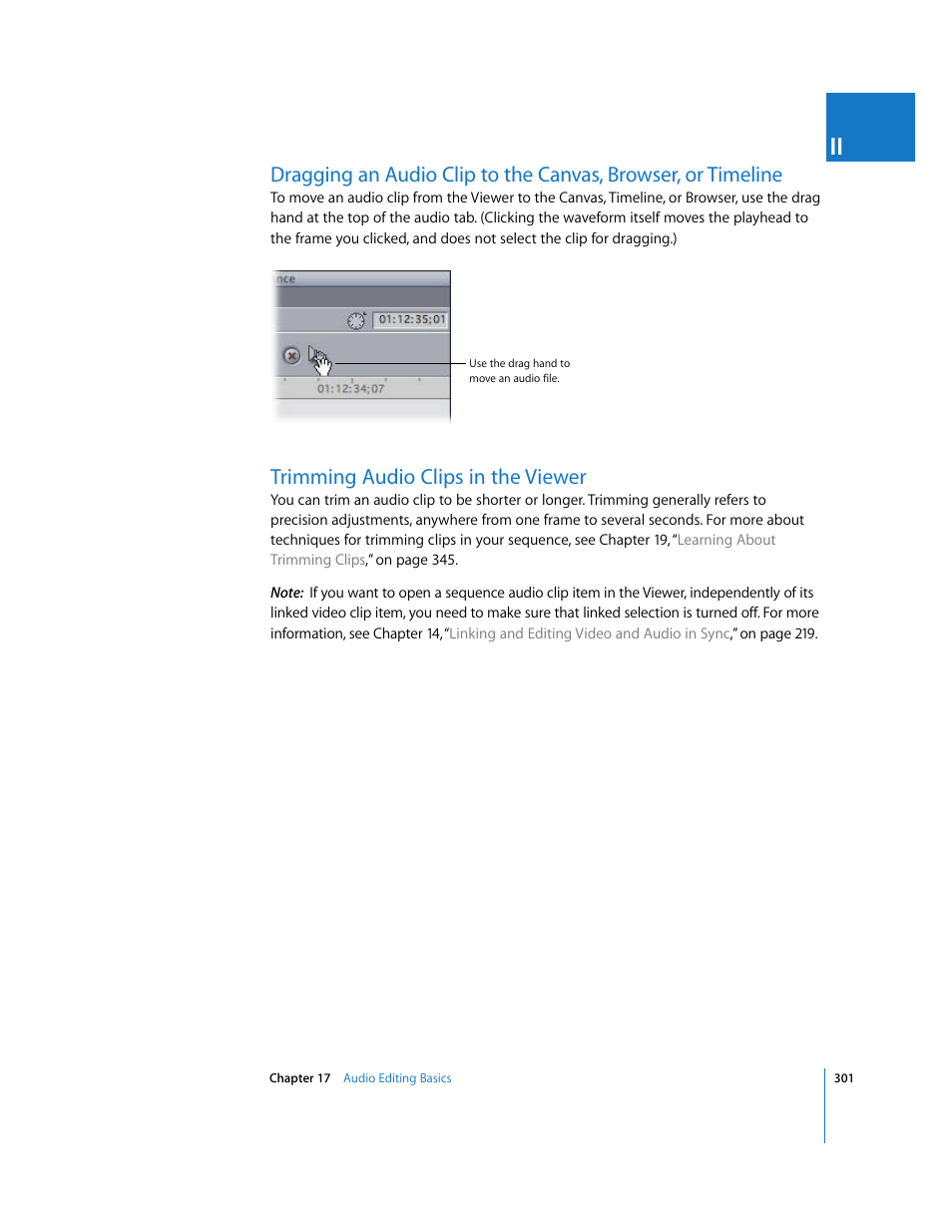 Trimming audio clips in the viewer | Apple Final Cut Pro 5 User Manual | Page 636 / 1868