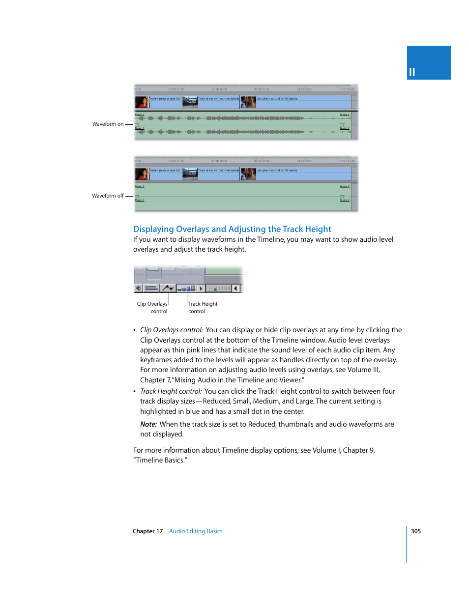 Displaying overlays and adjusting the track height | Apple Final Cut Pro 5 User Manual | Page 640 / 1868
