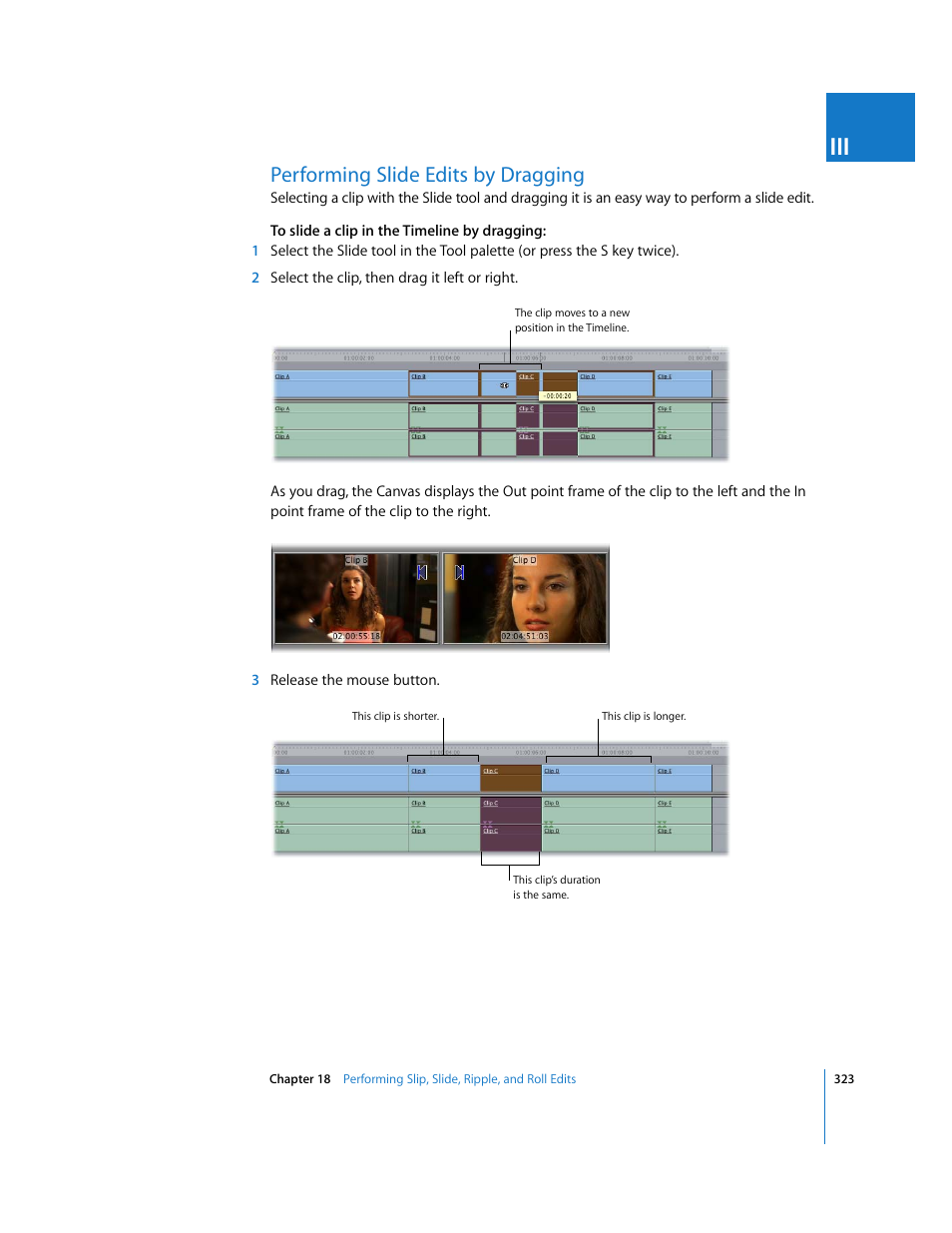 Performing slide edits by dragging | Apple Final Cut Pro 5 User Manual | Page 658 / 1868