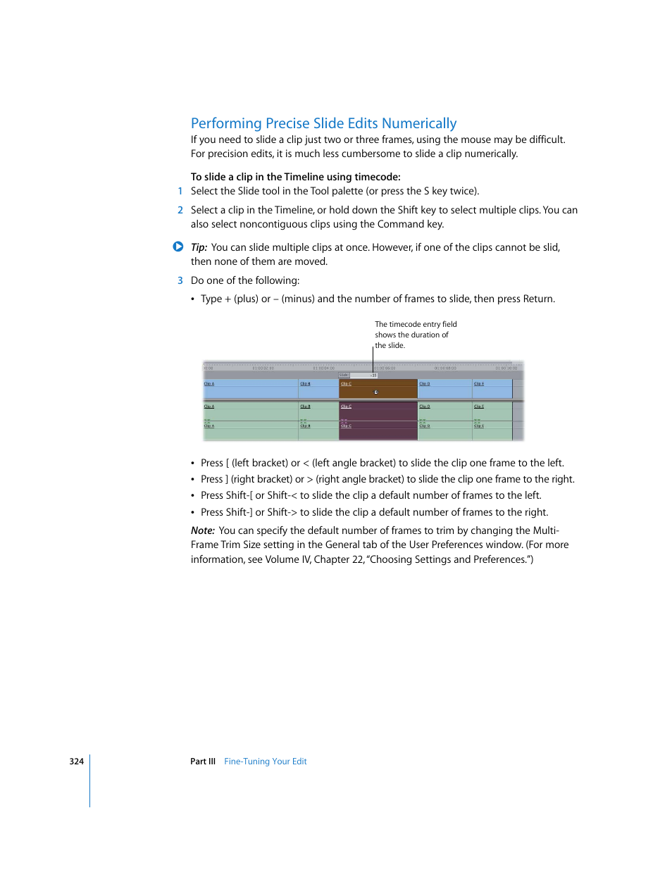 Performing precise slide edits numerically | Apple Final Cut Pro 5 User Manual | Page 659 / 1868