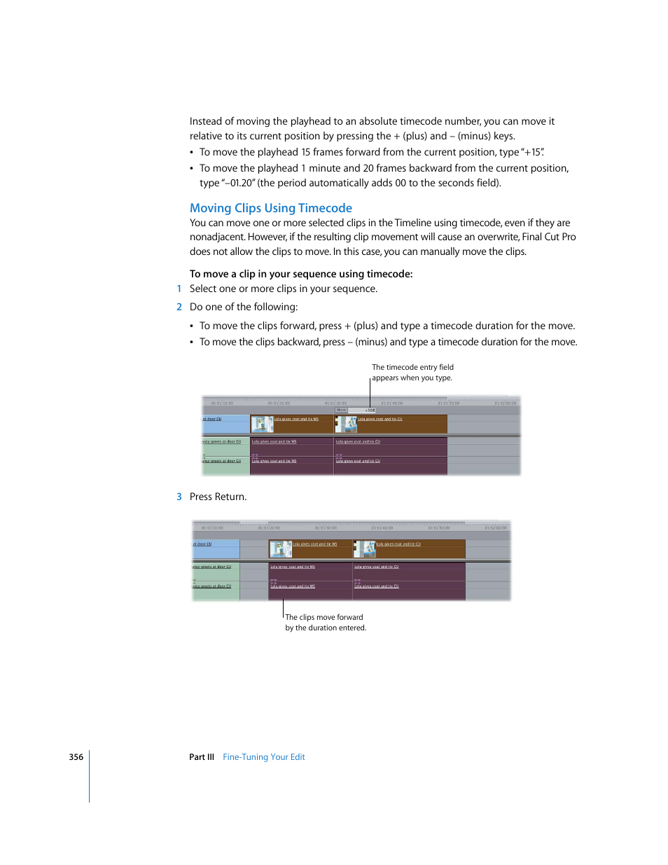 Moving clips using timecode | Apple Final Cut Pro 5 User Manual | Page 691 / 1868