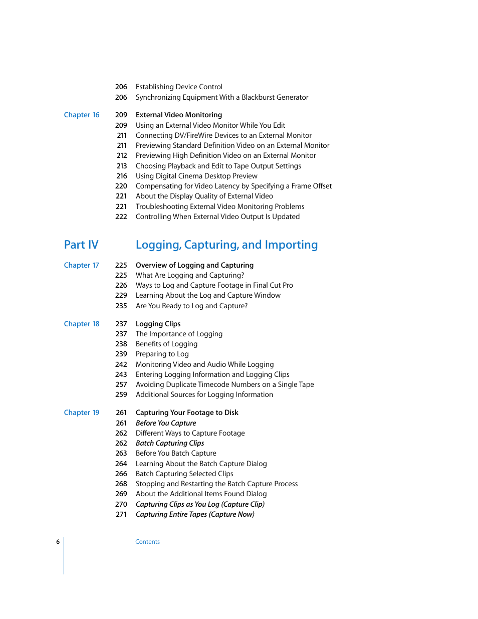 Part iv logging, capturing, and importing | Apple Final Cut Pro 5 User Manual | Page 7 / 1868