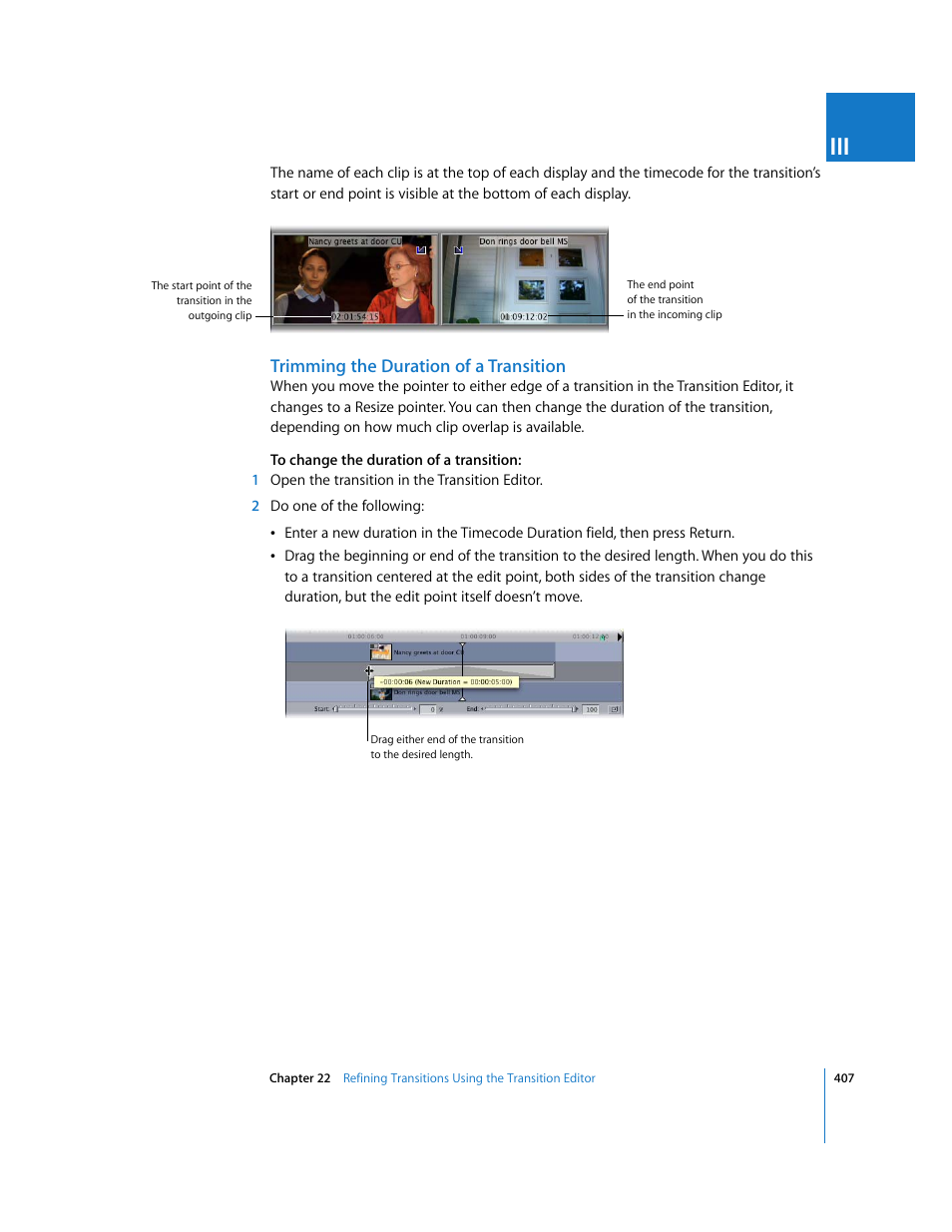 Trimming the duration of a transition | Apple Final Cut Pro 5 User Manual | Page 742 / 1868