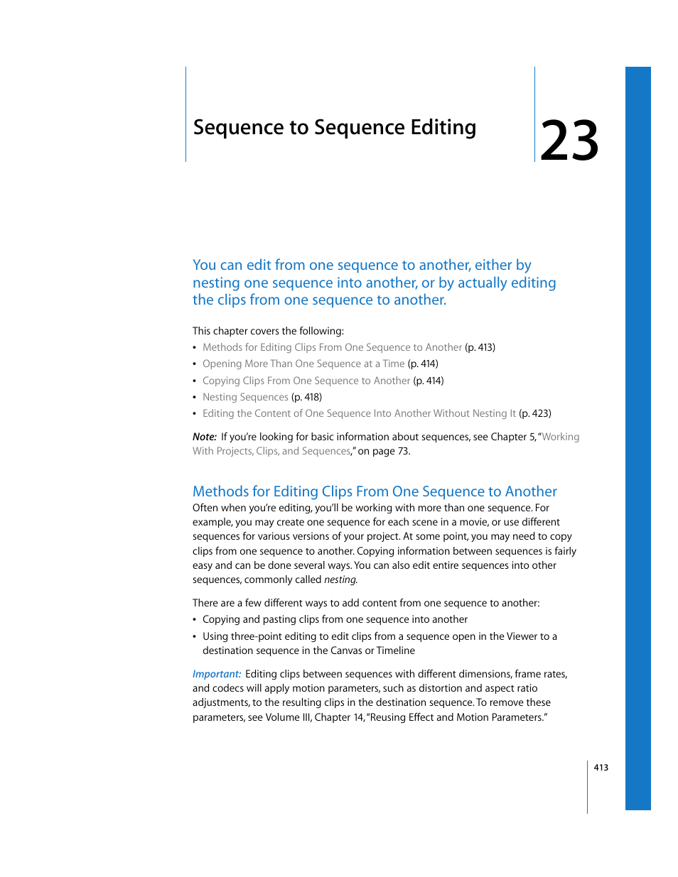 Sequence to sequence editing, Chapter 23 | Apple Final Cut Pro 5 User Manual | Page 748 / 1868