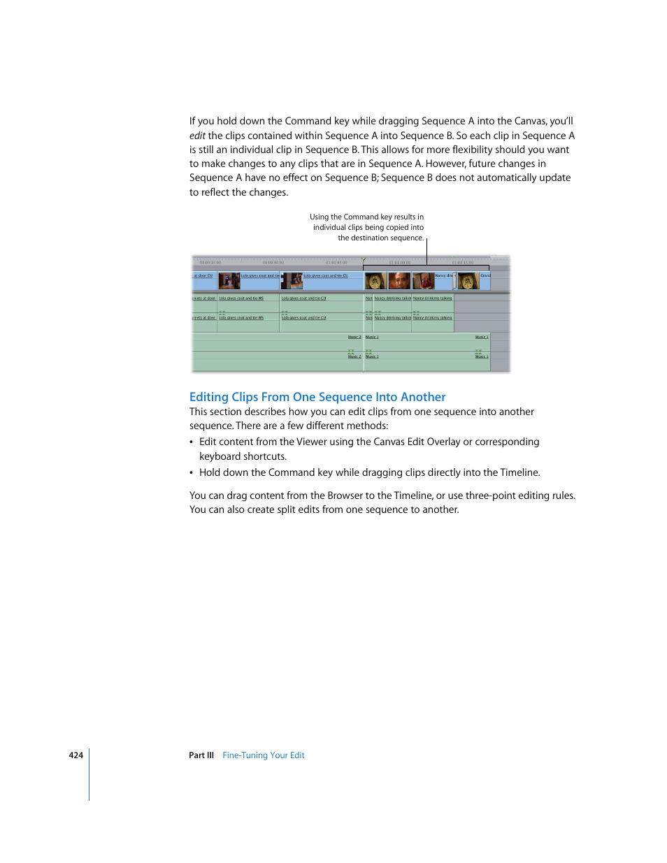 Editing clips from one sequence into another | Apple Final Cut Pro 5 User Manual | Page 759 / 1868