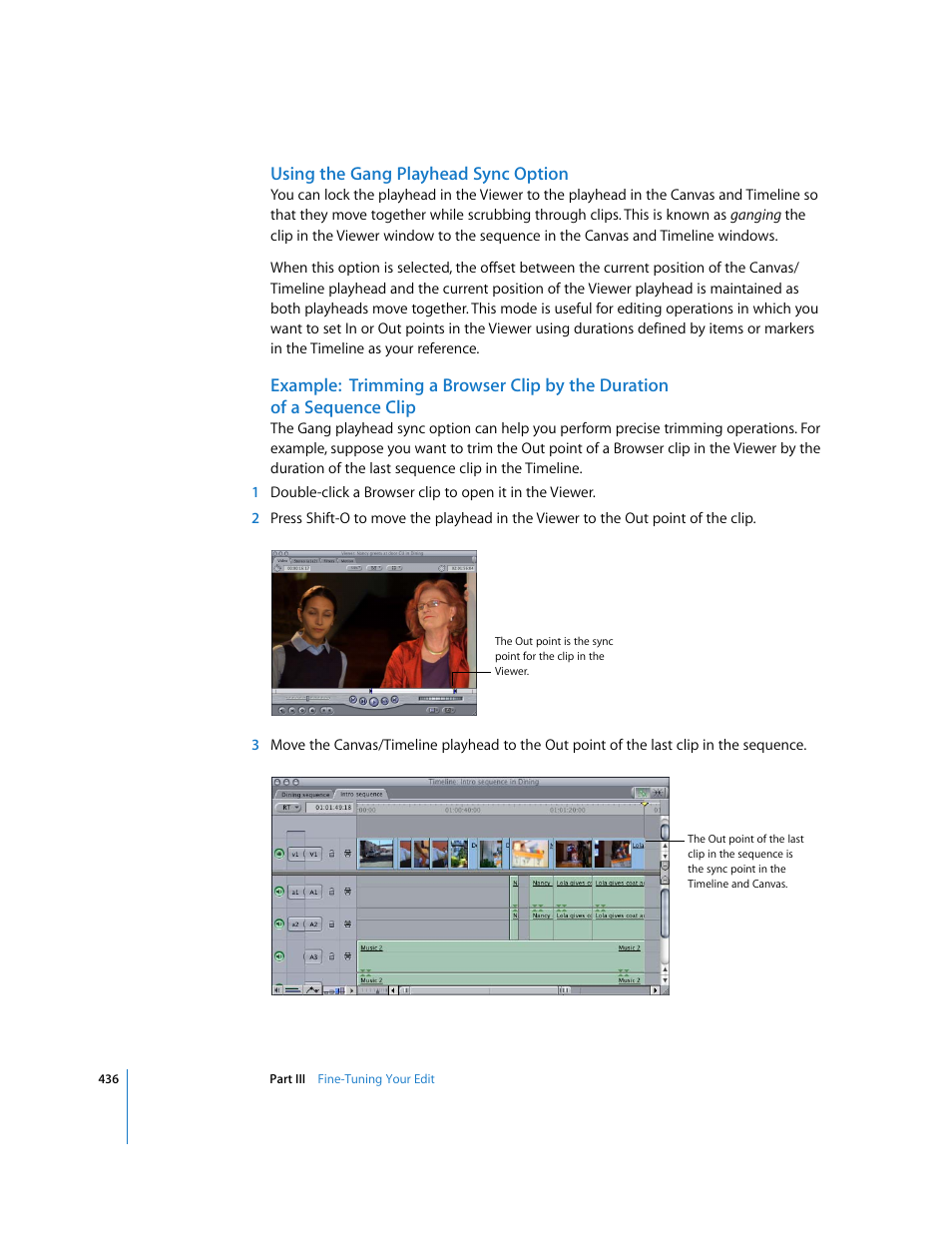 Using the gang playhead sync option | Apple Final Cut Pro 5 User Manual | Page 771 / 1868