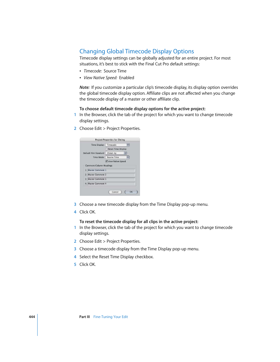 Changing global timecode display options | Apple Final Cut Pro 5 User Manual | Page 779 / 1868