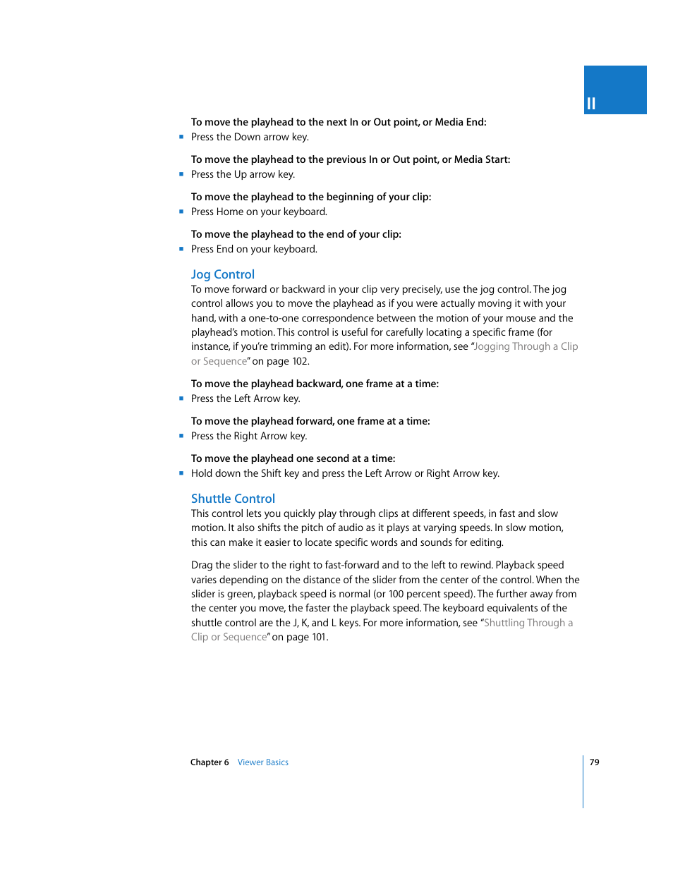 Jog control, Shuttle control | Apple Final Cut Pro 5 User Manual | Page 80 / 1868