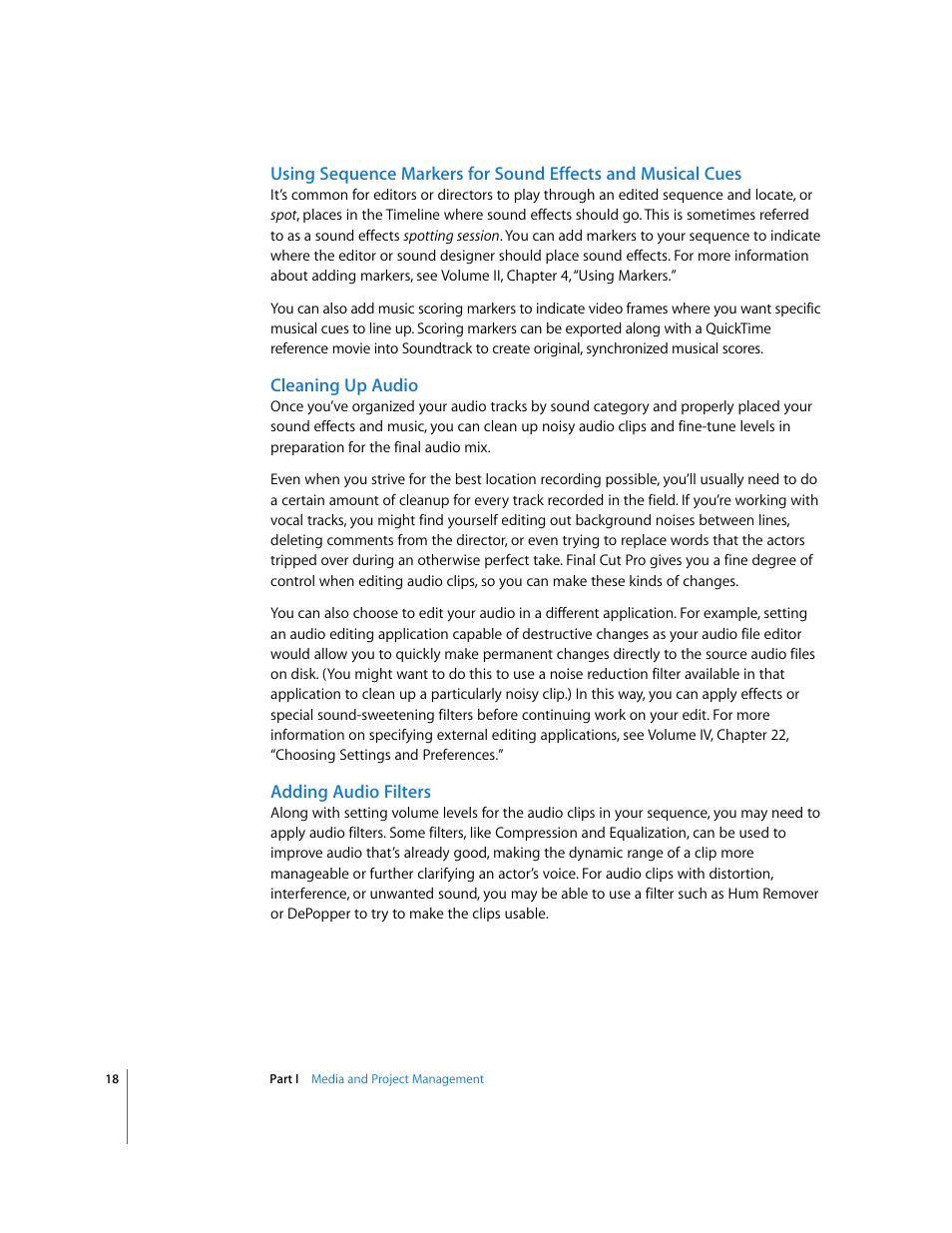 Cleaning up audio, Adding audio filters | Apple Final Cut Pro 5 User Manual | Page 805 / 1868