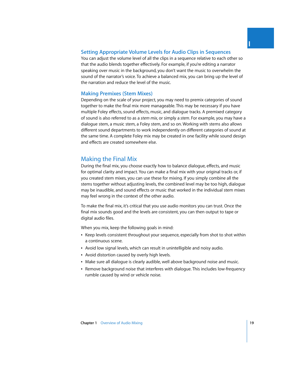 Making premixes (stem mixes), Making the final mix, P. 19) | Apple Final Cut Pro 5 User Manual | Page 806 / 1868