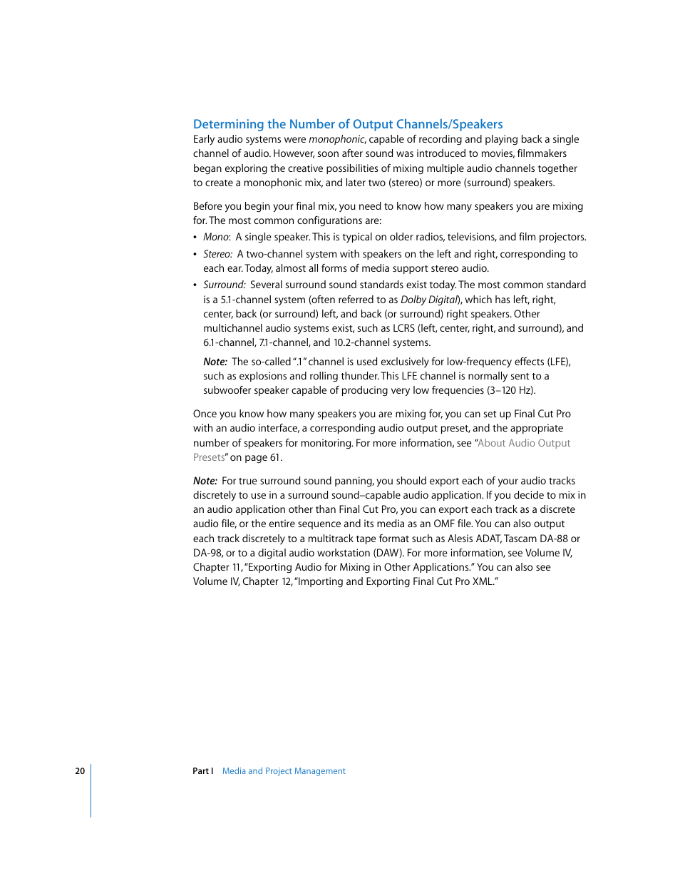 Determining the number of output channels/speakers | Apple Final Cut Pro 5 User Manual | Page 807 / 1868