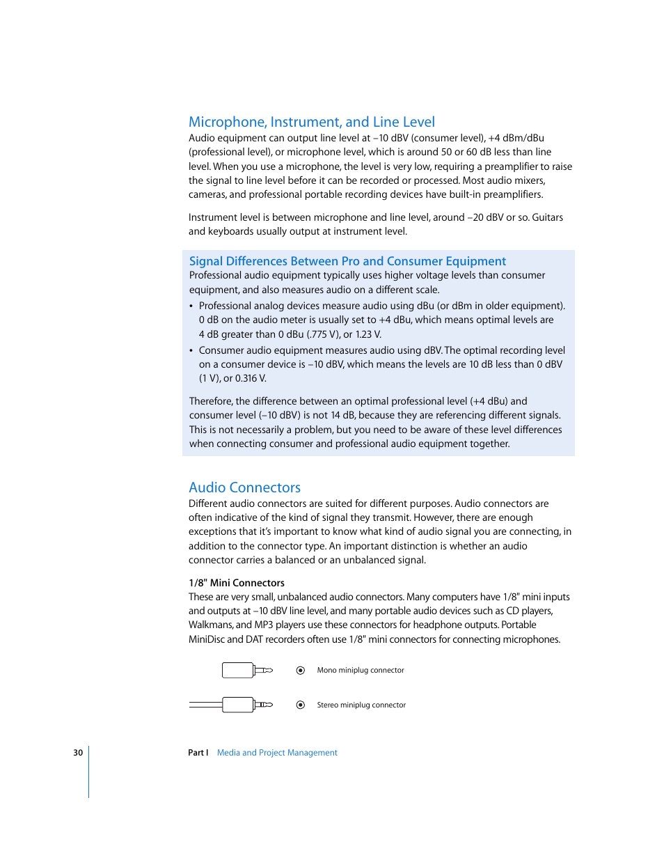 Microphone, instrument, and line level, Audio connectors | Apple Final Cut Pro 5 User Manual | Page 817 / 1868