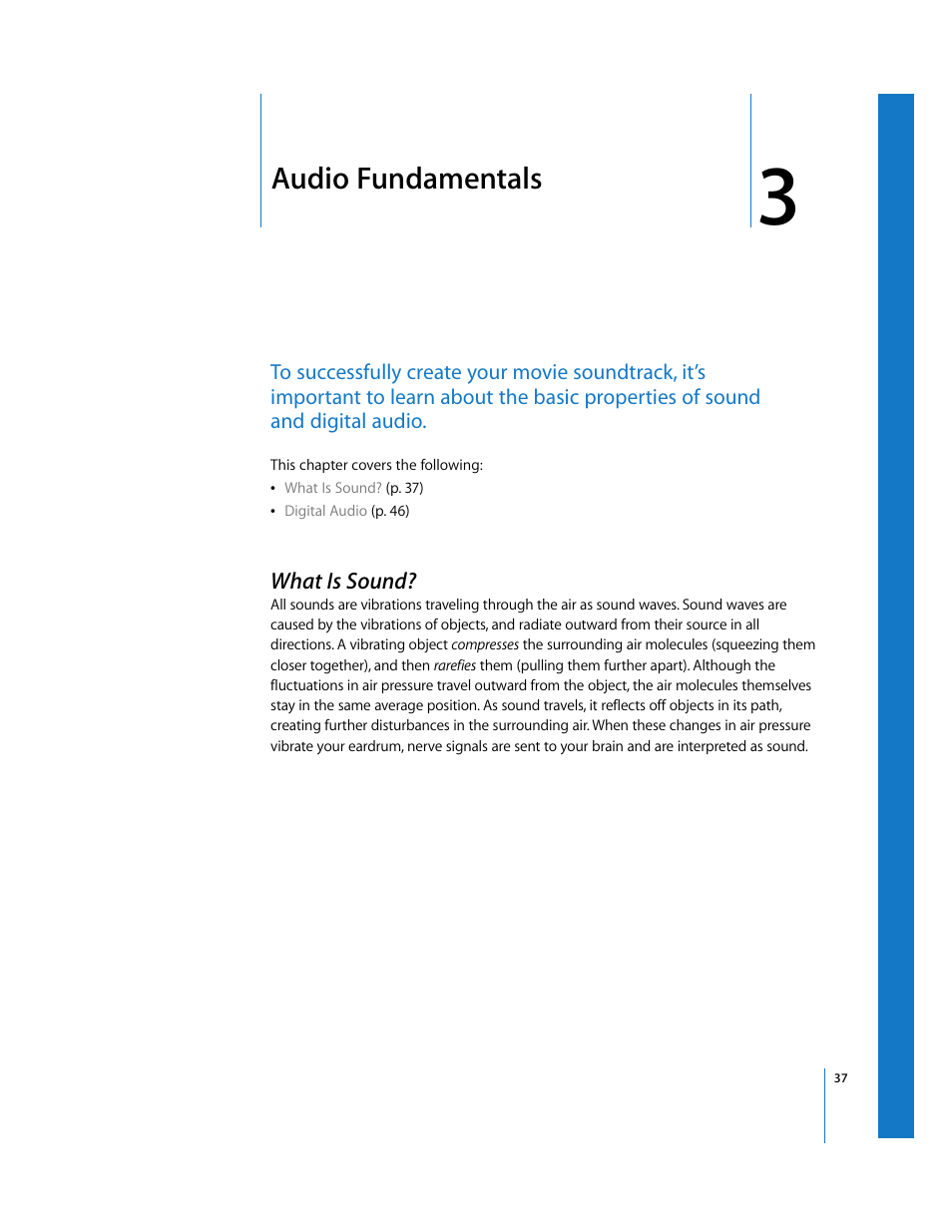 Audio fundamentals, What is sound, Chapter 3 | Apple Final Cut Pro 5 User Manual | Page 824 / 1868