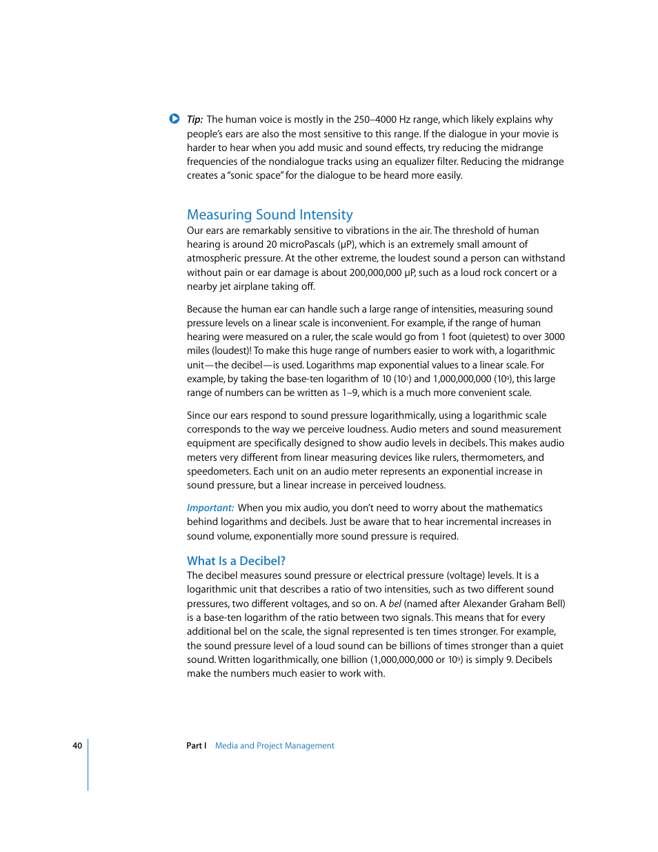 Measuring sound intensity, What is a decibel | Apple Final Cut Pro 5 User Manual | Page 827 / 1868