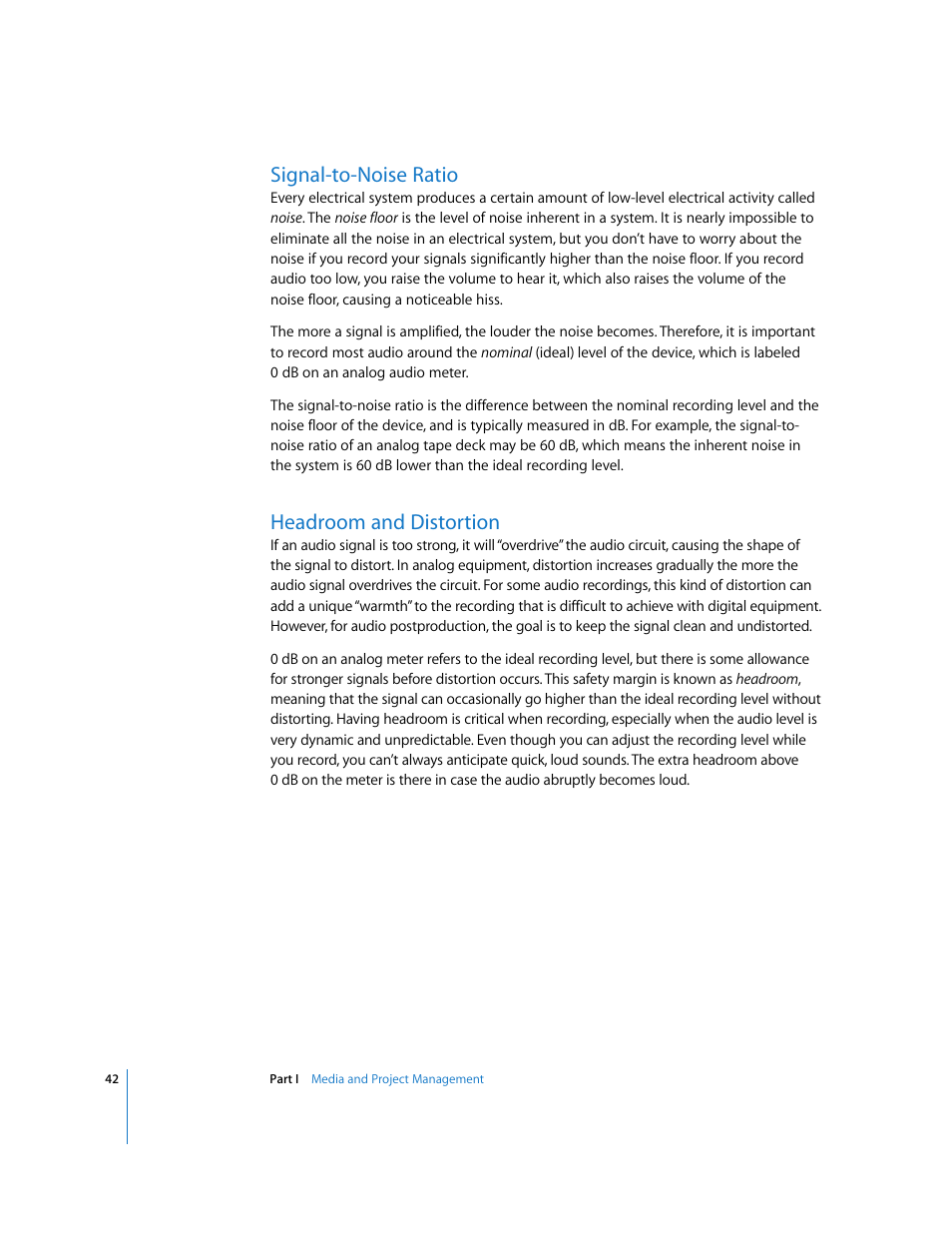 Signal-to-noise ratio, Headroom and distortion | Apple Final Cut Pro 5 User Manual | Page 829 / 1868