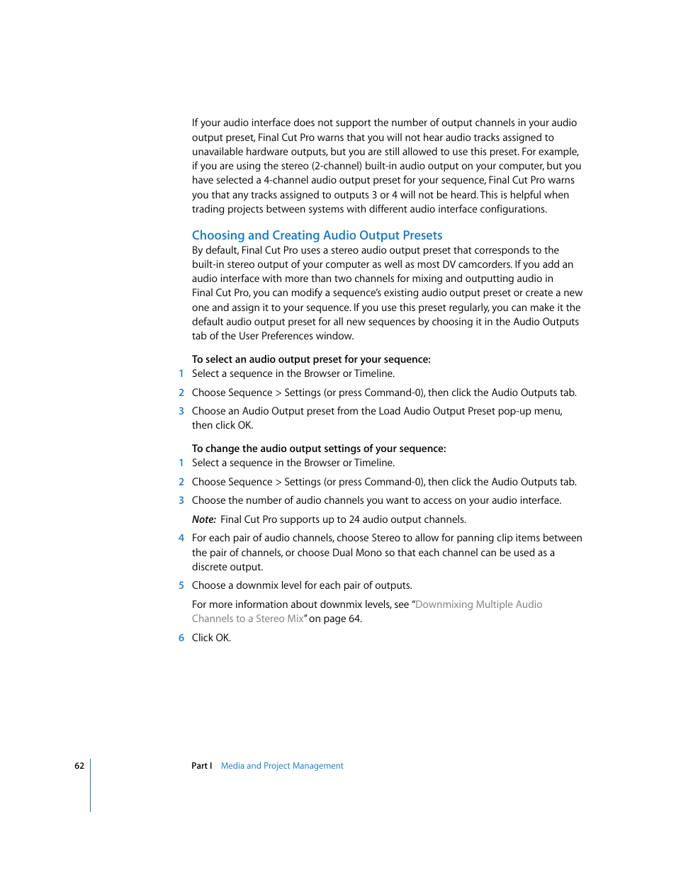 Choosing and creating audio output presets | Apple Final Cut Pro 5 User Manual | Page 849 / 1868