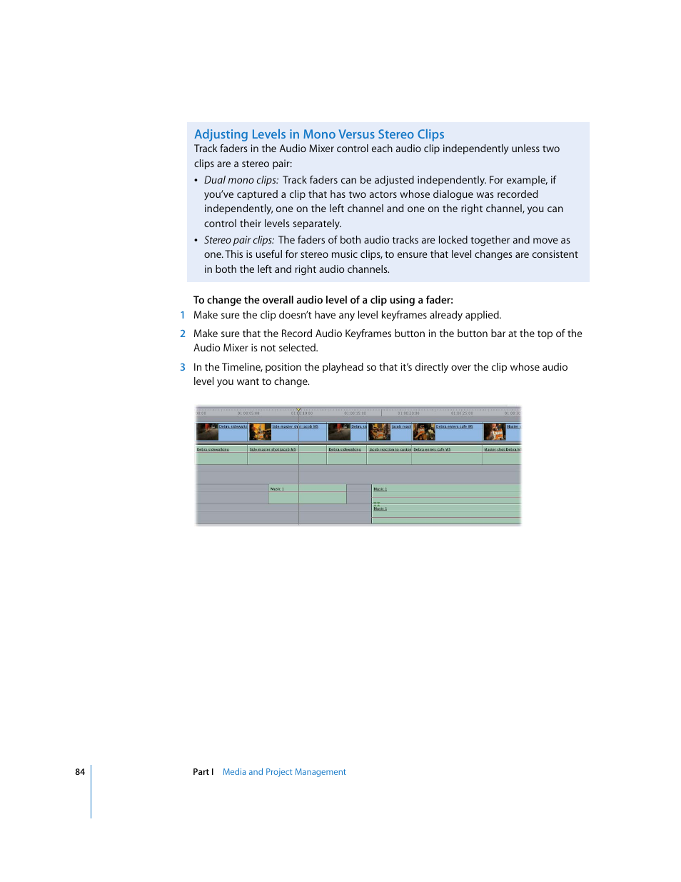 Adjusting levels in mono versus stereo clips | Apple Final Cut Pro 5 User Manual | Page 871 / 1868