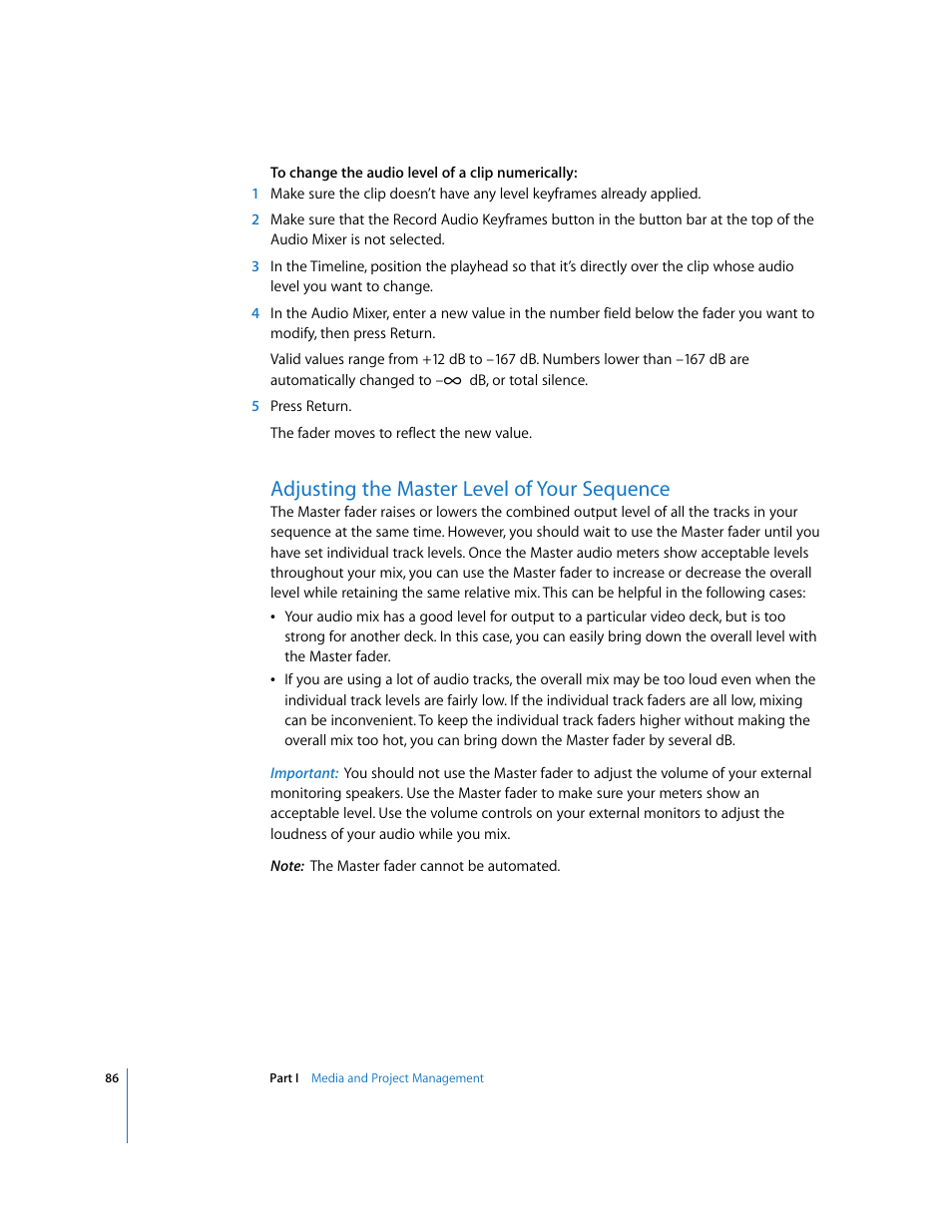 Adjusting the master level of your sequence | Apple Final Cut Pro 5 User Manual | Page 873 / 1868