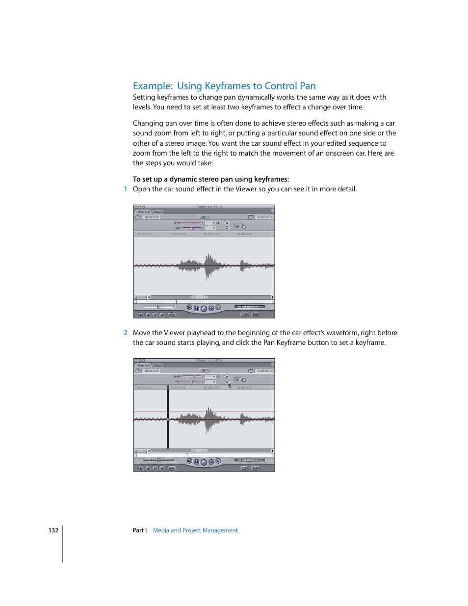 Example: using keyframes to control pan | Apple Final Cut Pro 5 User Manual | Page 919 / 1868