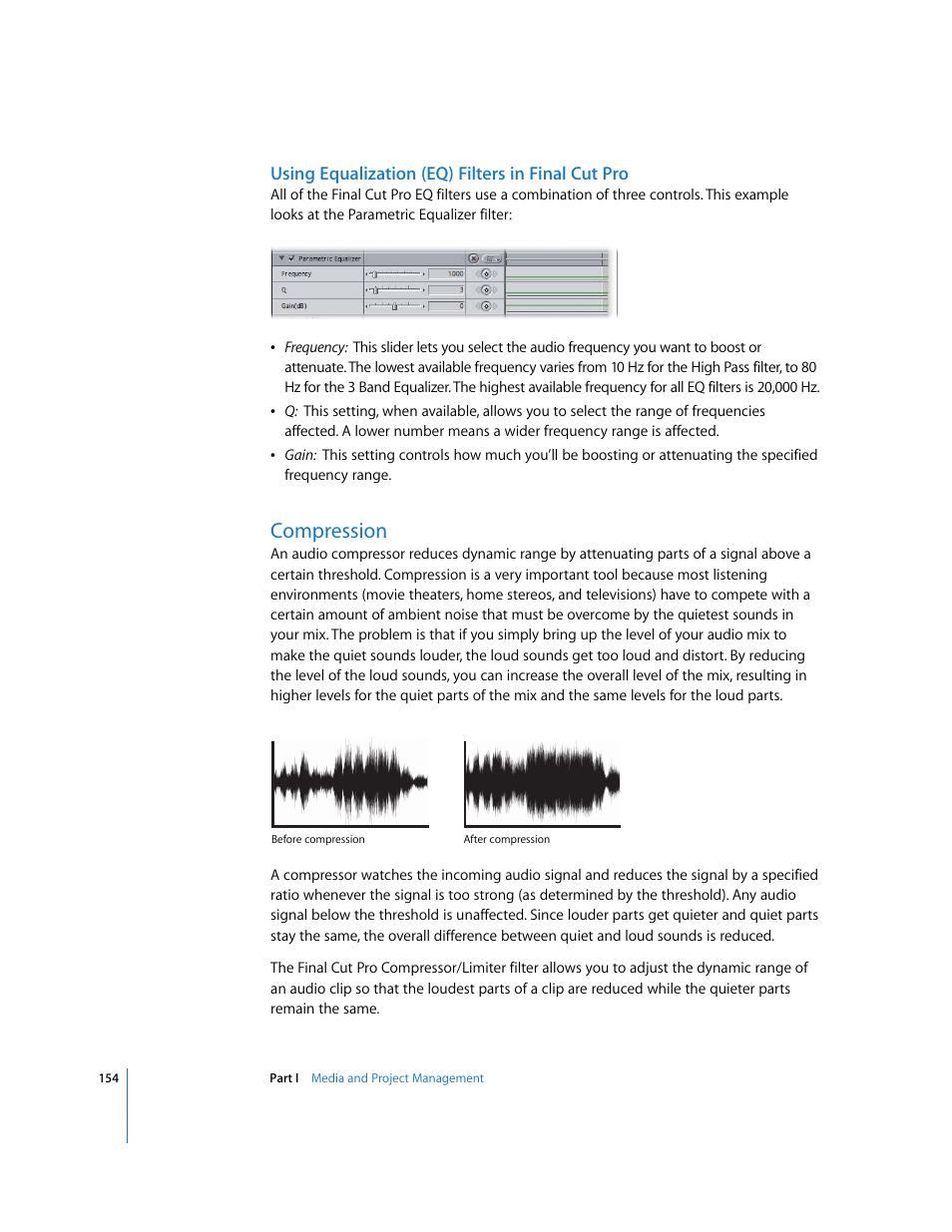 Using equalization (eq) filters in final cut pro, Compression | Apple Final Cut Pro 5 User Manual | Page 941 / 1868