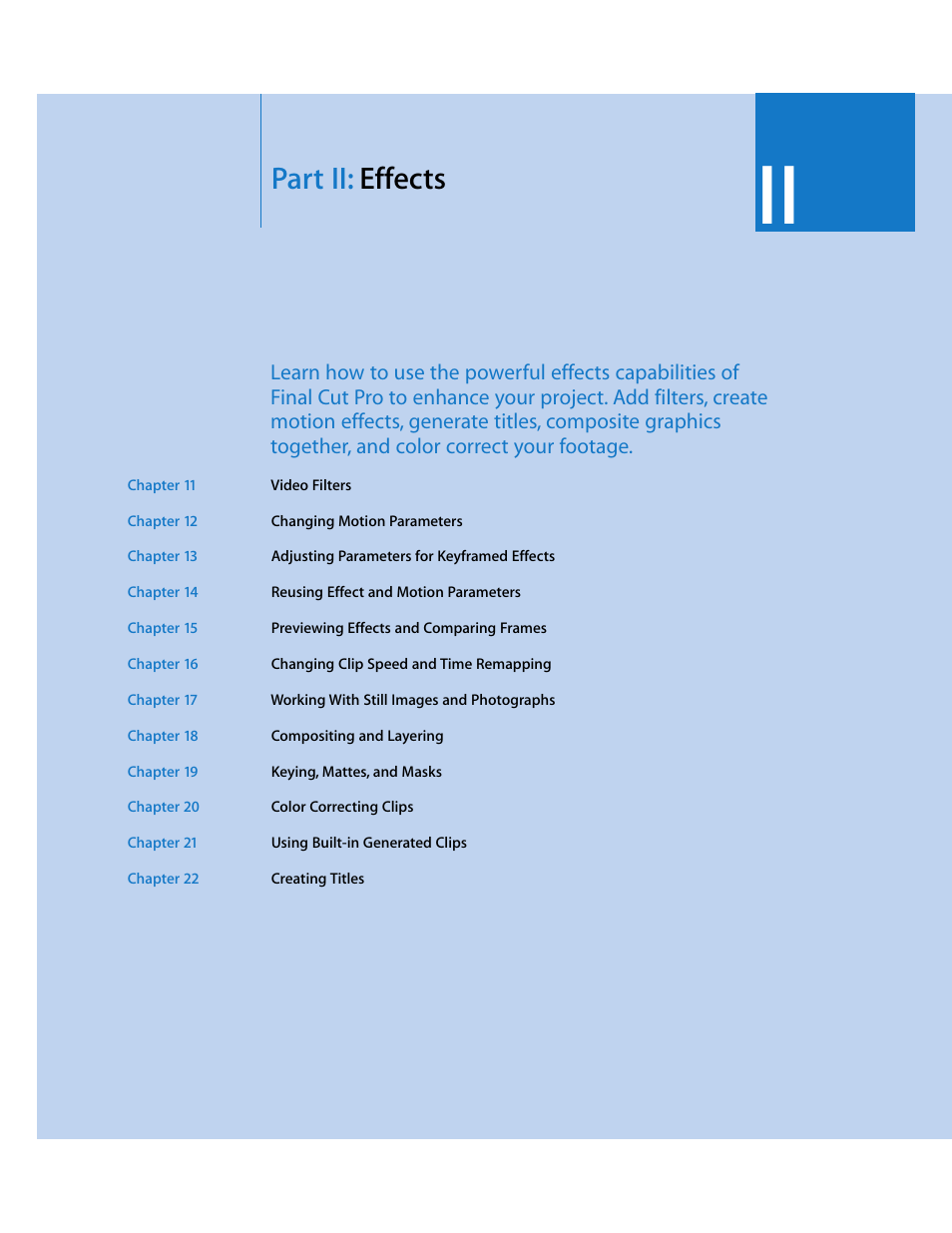 Part ii: effects, Part ii, Effects | Apple Final Cut Pro 5 User Manual | Page 970 / 1868