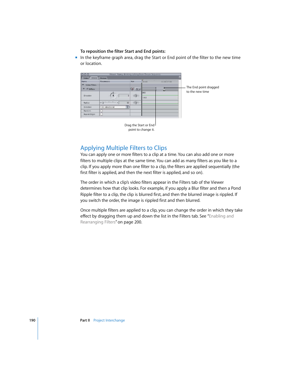 Applying multiple filters to clips, P. 190) | Apple Final Cut Pro 5 User Manual | Page 977 / 1868