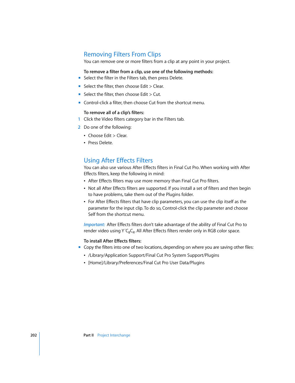 Removing filters from clips, Using after effects filters, P. 202) | Apple Final Cut Pro 5 User Manual | Page 989 / 1868