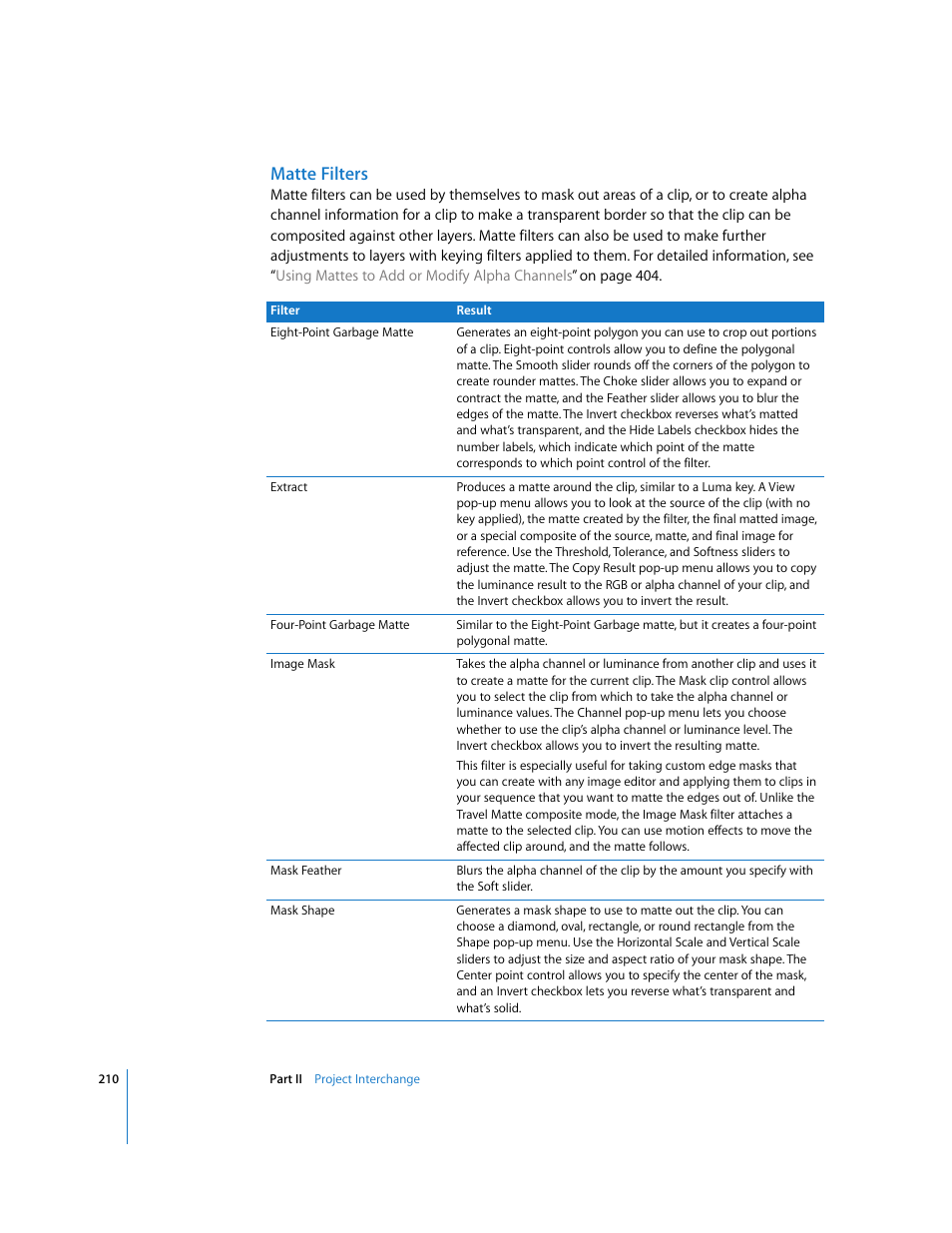 Matte filters | Apple Final Cut Pro 5 User Manual | Page 997 / 1868