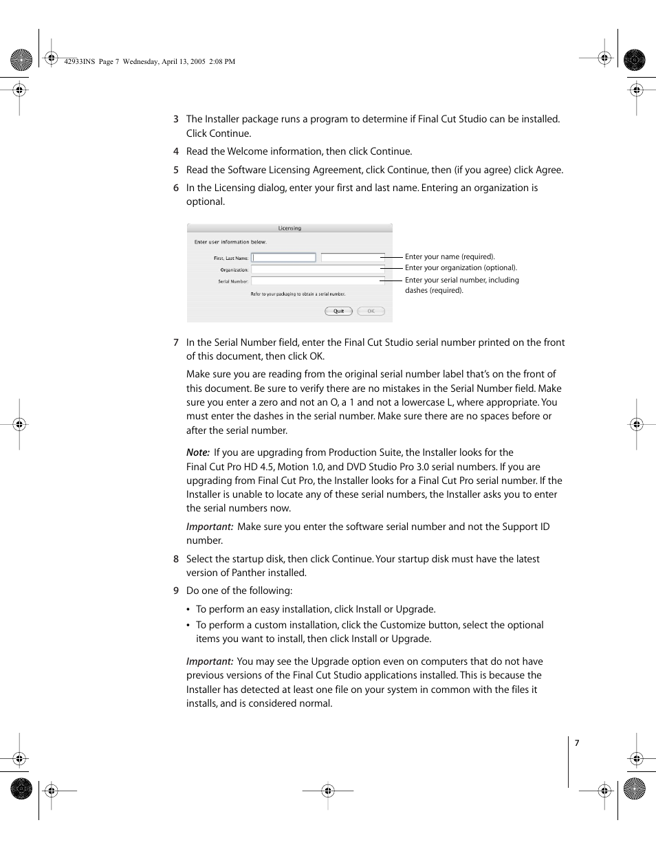 Apple Installing Your Final Cut Studio Software User Manual | Page 7 / 16