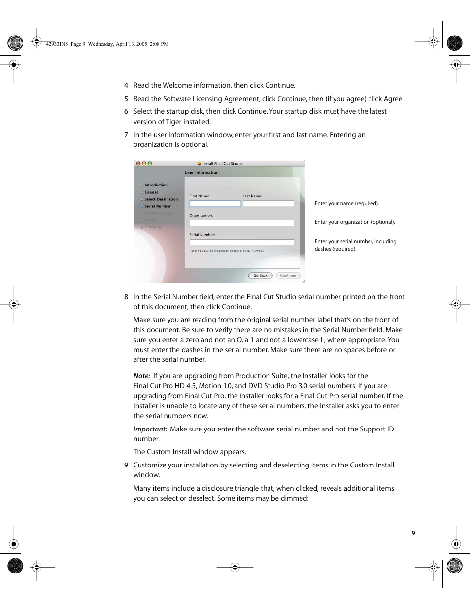 Apple Installing Your Final Cut Studio Software User Manual | Page 9 / 16