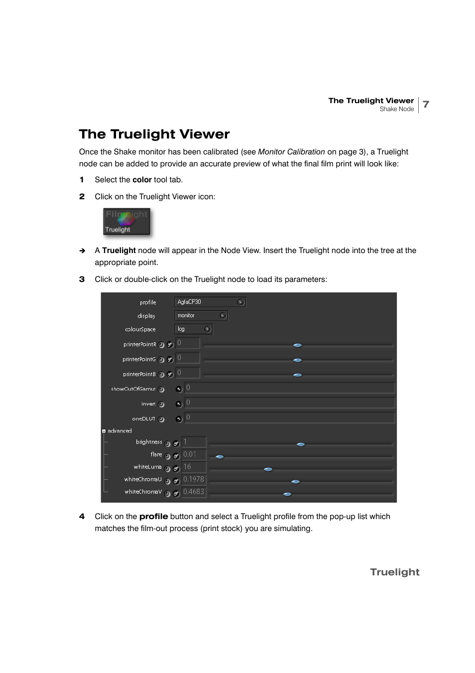 The truelight viewer | Apple Shake 4 Truelight User Manual | Page 9 / 18