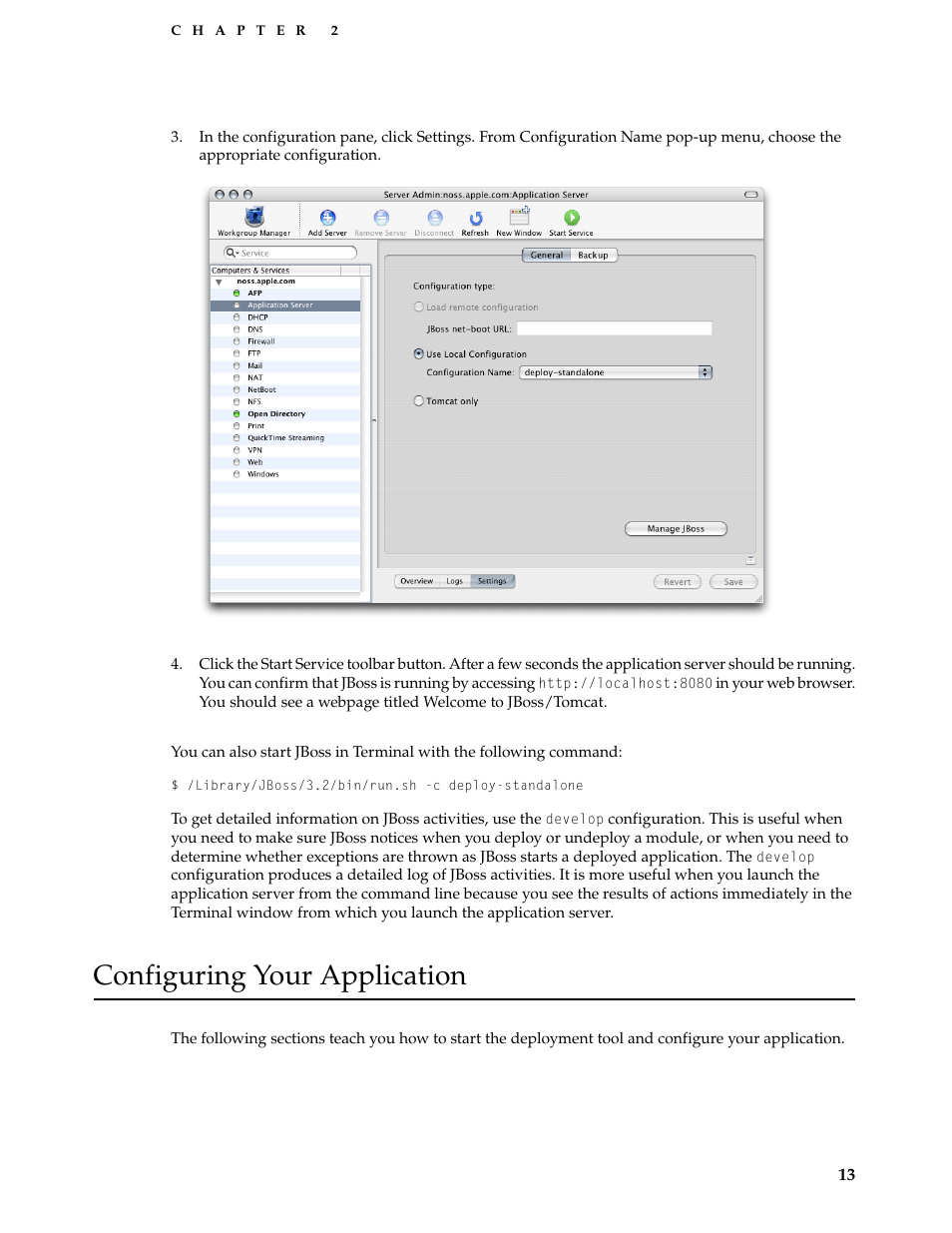 Configuring your application | Apple Mac OS X Server v10.3 User Manual | Page 13 / 56