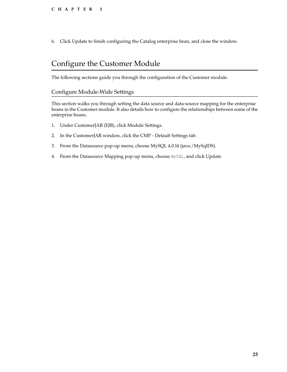 Configure the customer module, Configure module-wide settings | Apple Mac OS X Server v10.3 User Manual | Page 25 / 56