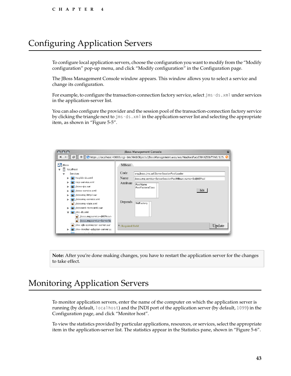 Configuring application servers, Monitoring application servers, Figure 4-5 | Apple Mac OS X Server v10.3 User Manual | Page 43 / 56