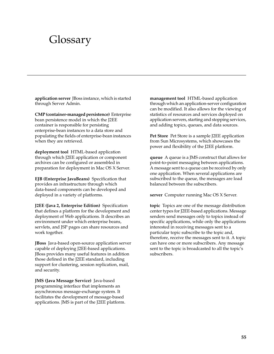 Glossary | Apple Mac OS X Server v10.3 User Manual | Page 55 / 56