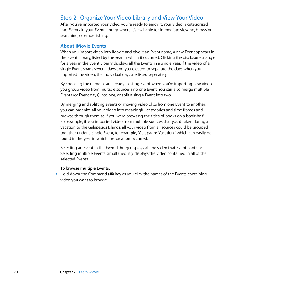 About imovie events | Apple iMovie '08 User Manual | Page 20 / 50