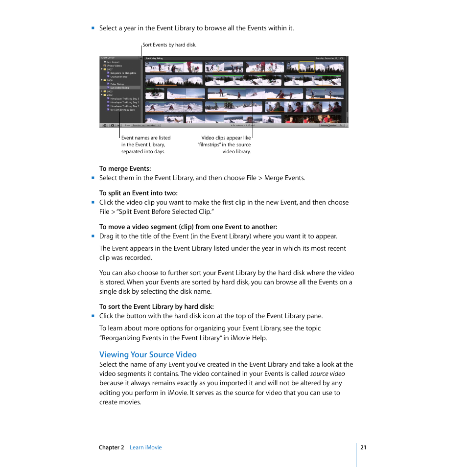 Viewing your source video | Apple iMovie '08 User Manual | Page 21 / 50