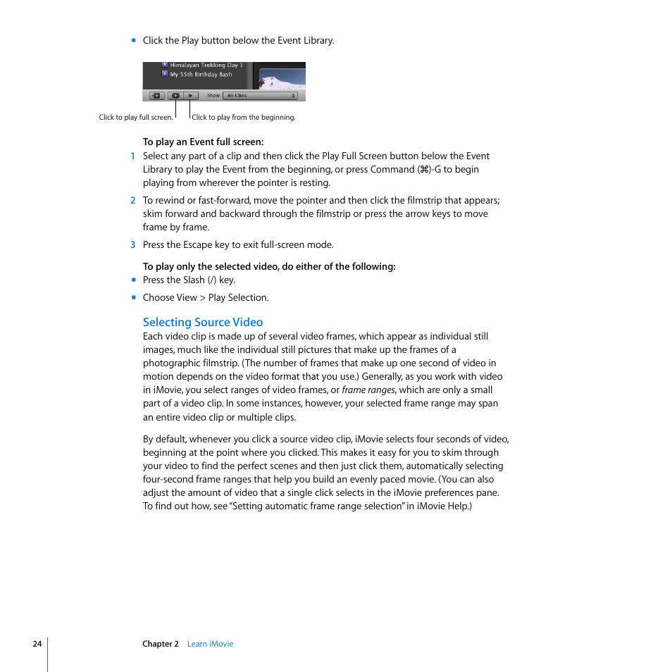 Selecting source video | Apple iMovie '08 User Manual | Page 24 / 50