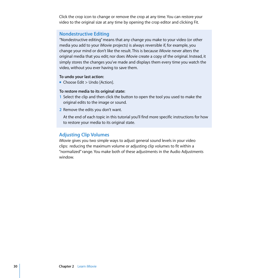 Adjusting clip volumes | Apple iMovie '08 User Manual | Page 30 / 50