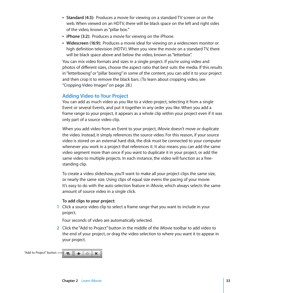 Adding video to your project | Apple iMovie '08 User Manual | Page 33 / 50